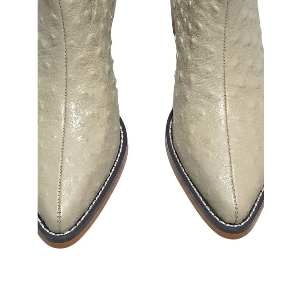 Jimmy Choo Cream Textured Over-the-Knee Leather Boots